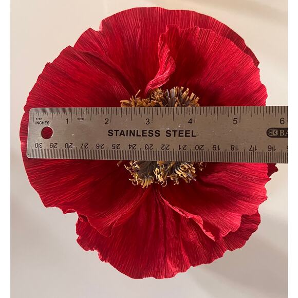 Handmade Crepe paper Icelandic Poppies- Blood Red - Picture 2 of 4
